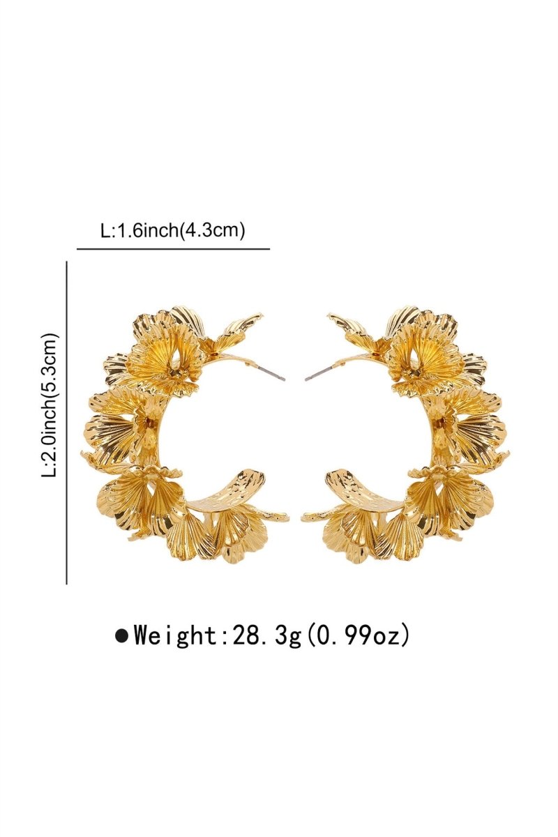 Multi-Layer Floral C-Shaped Earrings