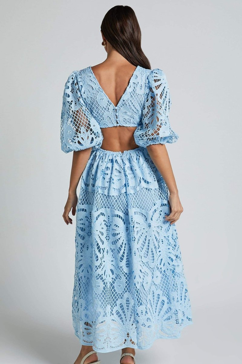 Sandra Embroidered Lace Cut-out Midi Dress