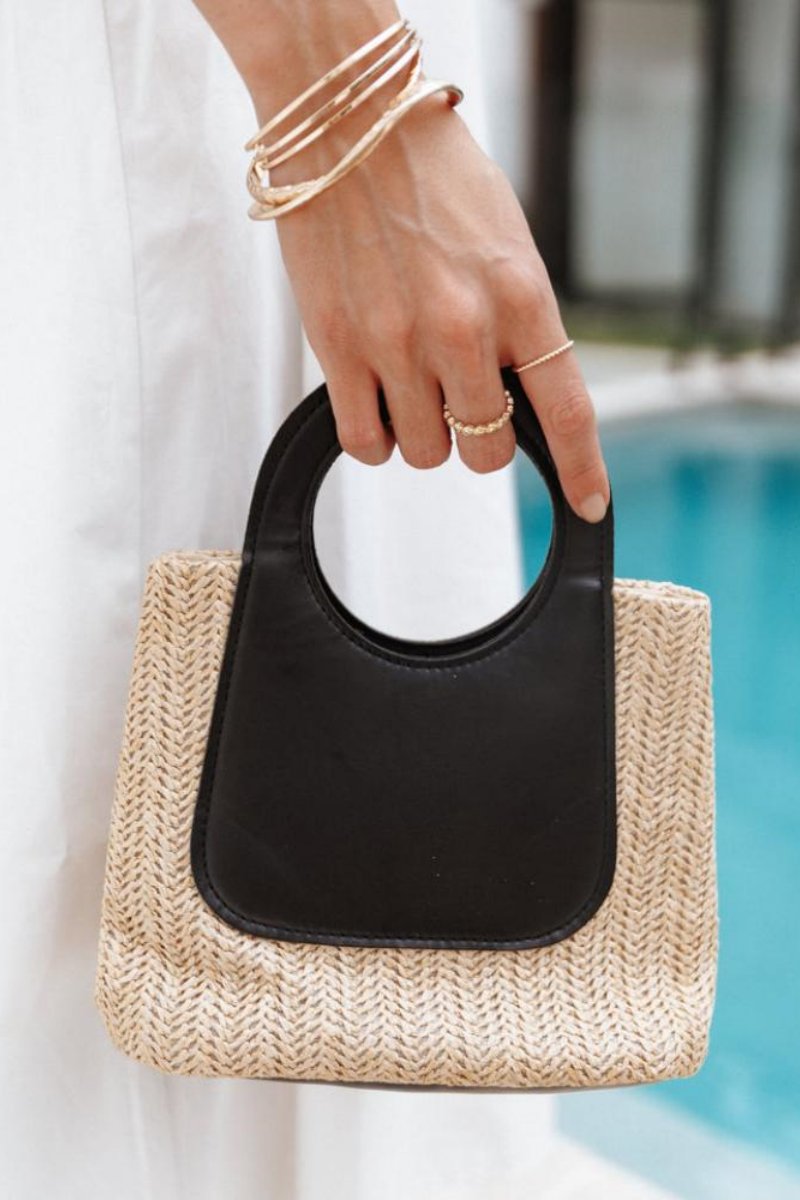 Sigrid Leather Straw Tote Bag