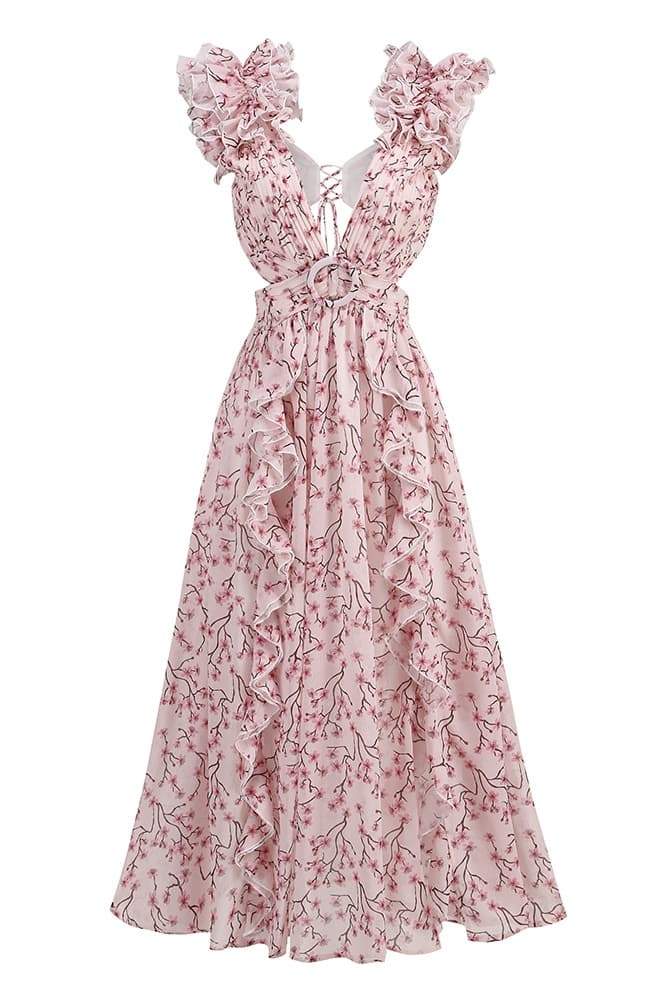 Suzanne Floral Printed Cut-out Maxi Dress