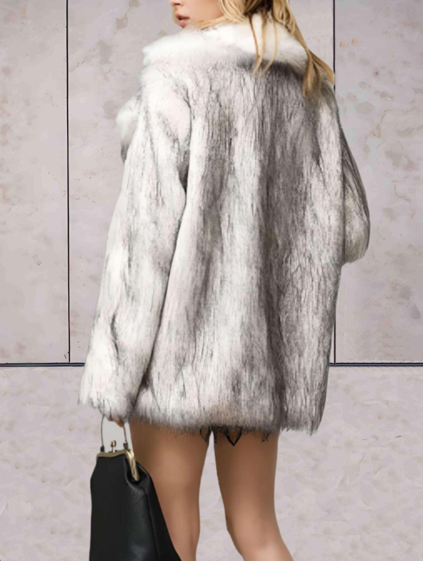 Evelyn - Plush Faux Fur Jacket with Notched Collar and Buttons